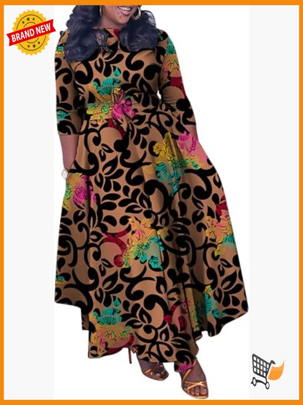 Plus Size Maxi Dress with Sash Belt and Short Sleeves